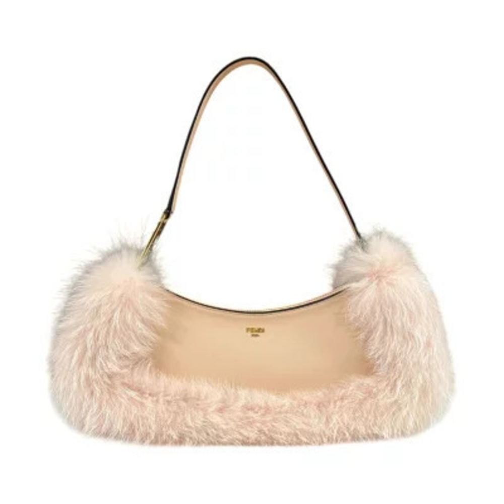 Fendi Orlock Swing Shoulder Bag Leather Pink